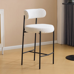 Lot de 2 tabourets de bar en tissu bouclé - EVORA