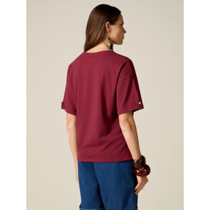 Oltre - Camiseta oversize con detalle de botones - Burgundy