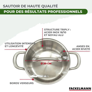 Faitout 20 cm en inox 18/10 Triply Fackelmann Vita3