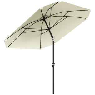 Sombrilla Terraza Exterior 233x233 cm Sombrilla de Jardín con áÂngulo Ajustable Impermeable Poste de Aluminio Varillas de Fibra de Vidrio y Manivela Parasol para Patio Terraza Crema