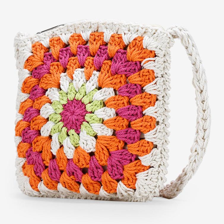 Bolso crochet pequeño rosa y multicolor