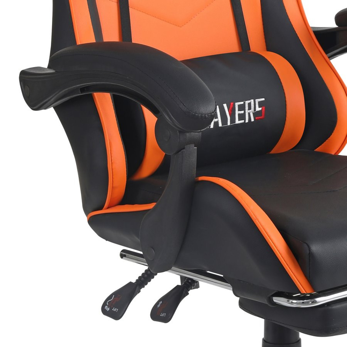 Sedia gamer reclinabile con poggiapiedi arancione