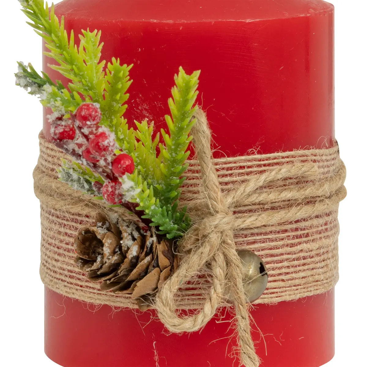 Bougie LED déco branche H.10cm rouge