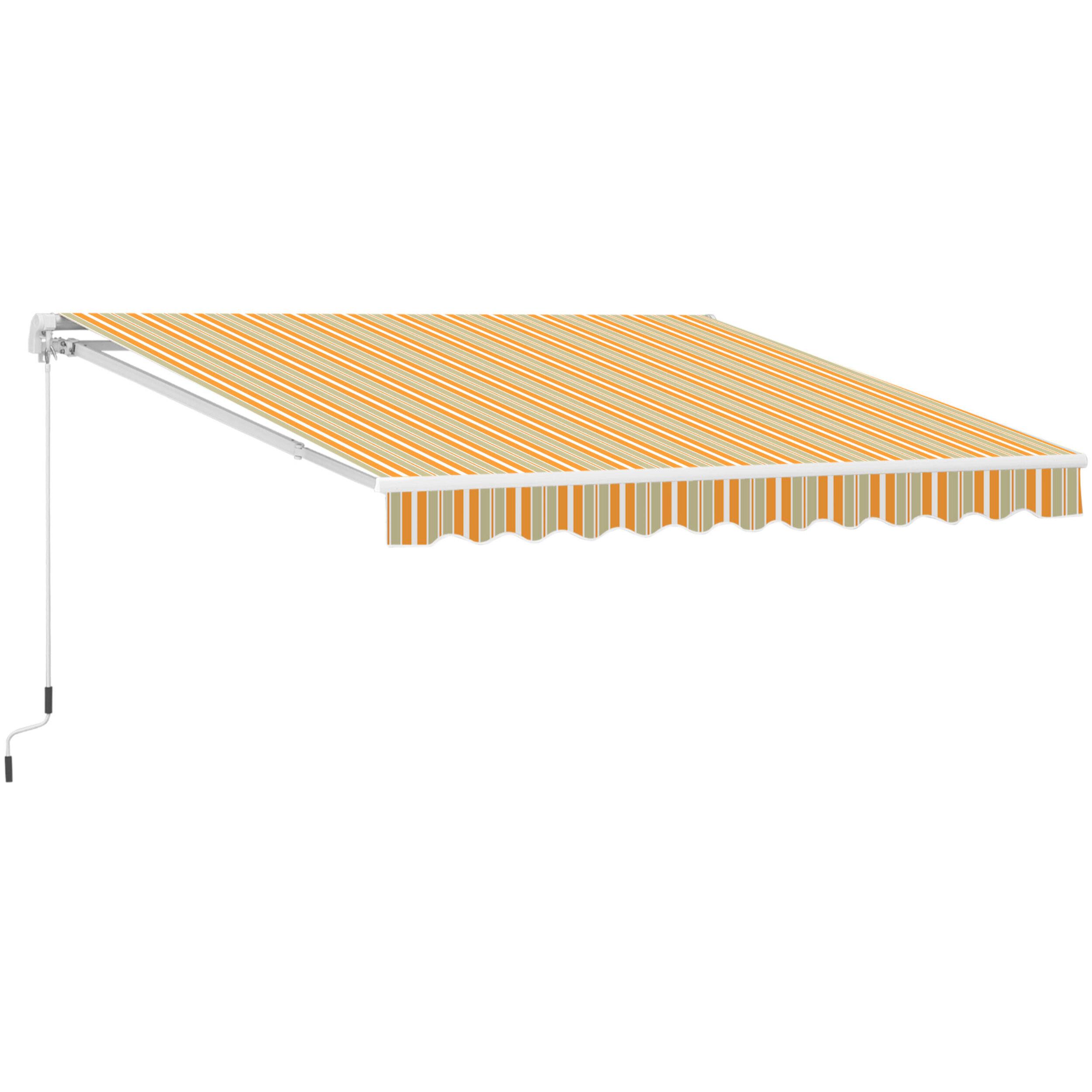 Toldo Retráctil con Manivela de PU 3x2,5m Naranja Blanco