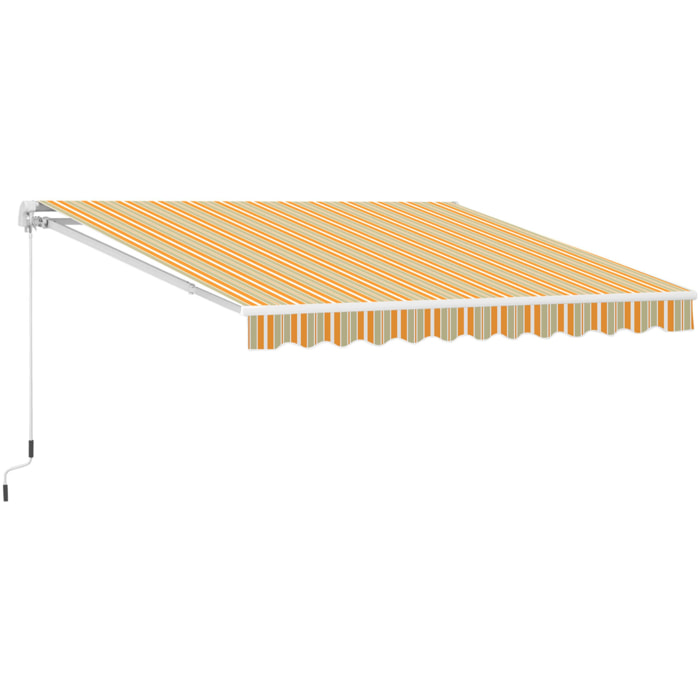 Toldo Retráctil con Manivela de PU 3x2,5m Naranja Blanco