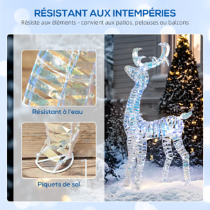 Silhouette renne lumineux avec traîneau - renne et traîneau lumineux de Noël - décoration LED extérieure de Noël - 170 LED blanc froid