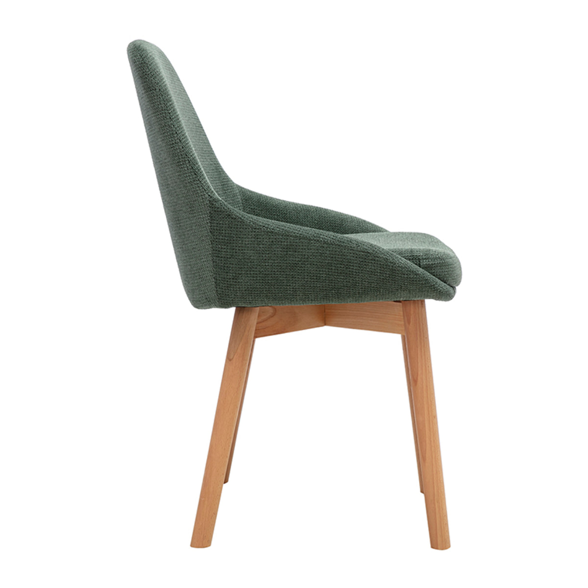 Chaises scandinaves en tissu chenille vert kaki et bois clair massif (lot de 2) HOLO