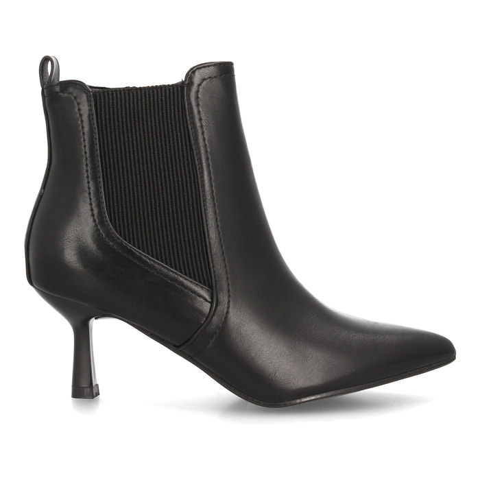 Botines de Tacón Mujer con paneles elásticos punta fina y tacón estilizado