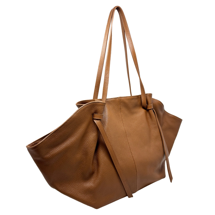 Borsa a Mano Shopper in Vera Pelle Dollaro Made in Italy