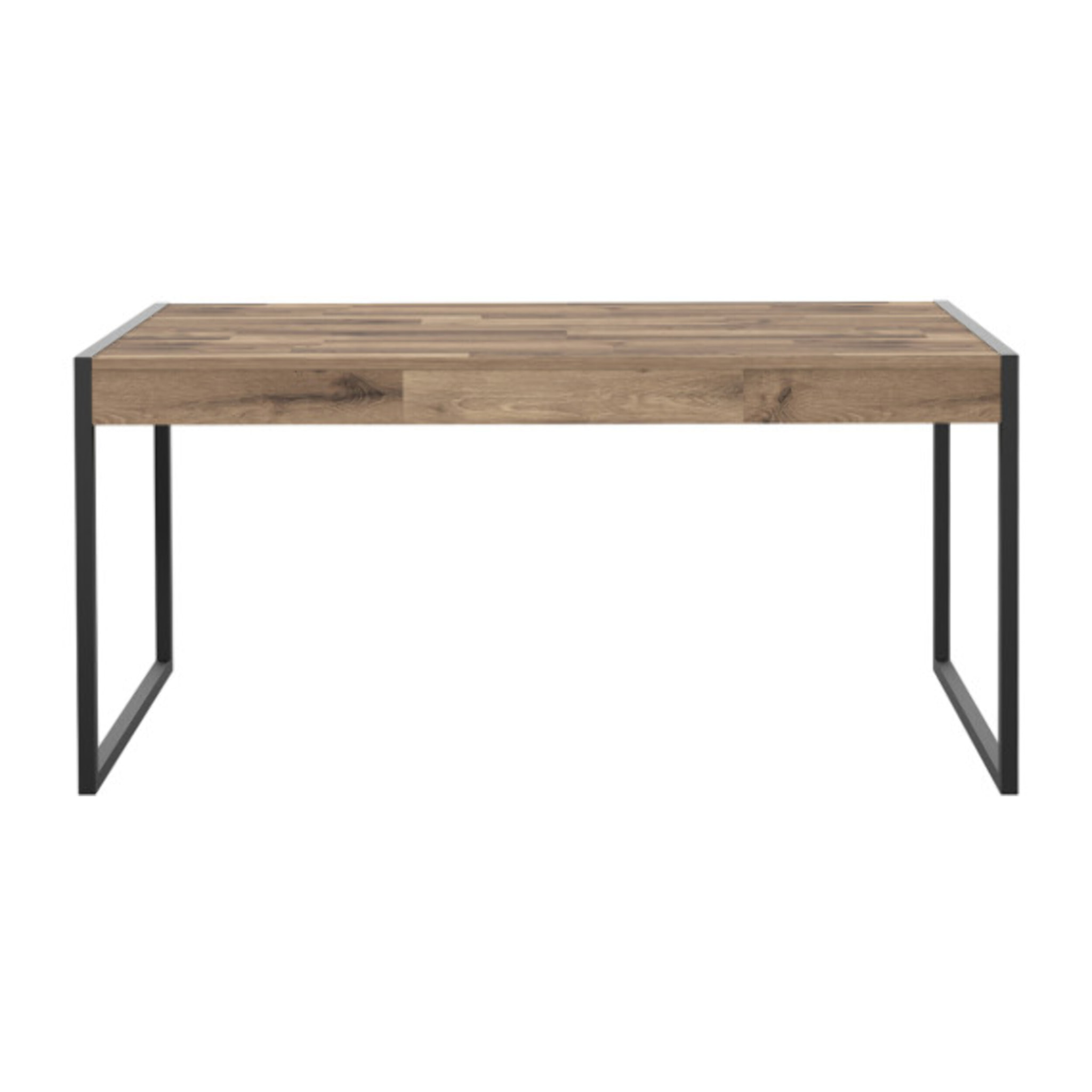 Table de repas en bois effet et métal noir 2 tiroirs L166cm - BUDDY