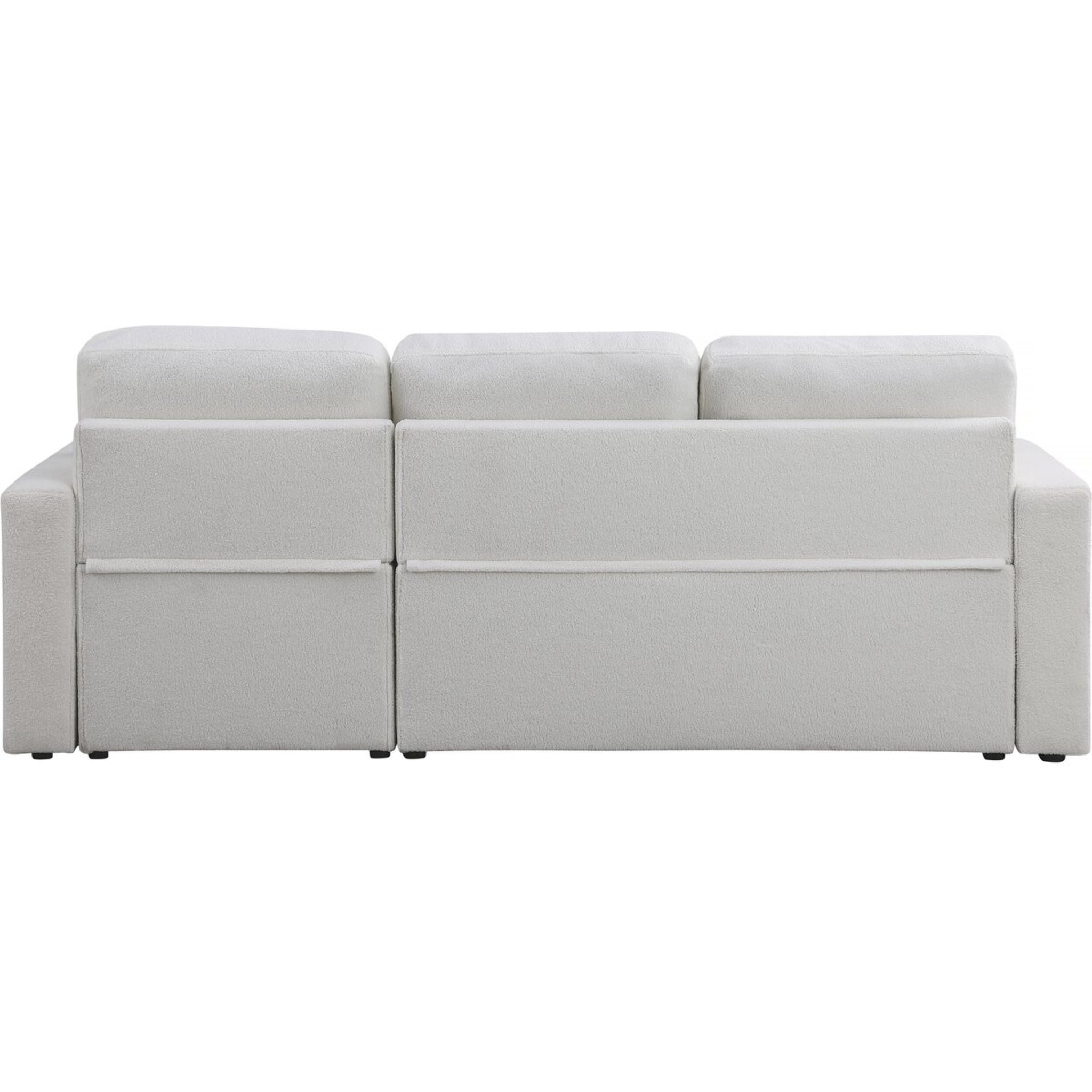 Canapé d'angle convertible/reversible avec coffre "Alain" - 3 places - Bouclettes -  Blanc