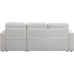 Canapé d'angle convertible/reversible avec coffre "Alain" - 3 places - Bouclettes -  Blanc