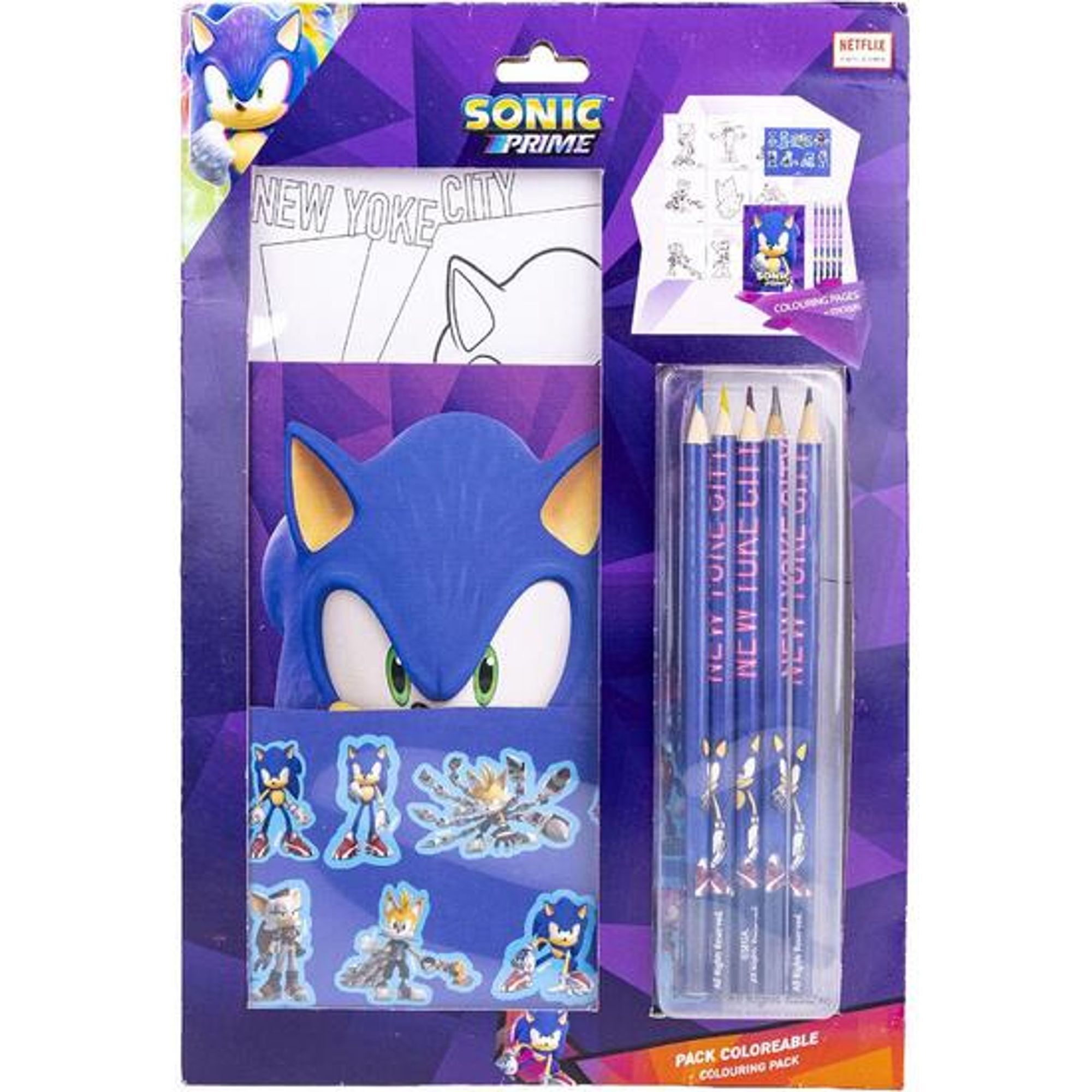 Set De Papelería Coloreable Sonic Prime Purple