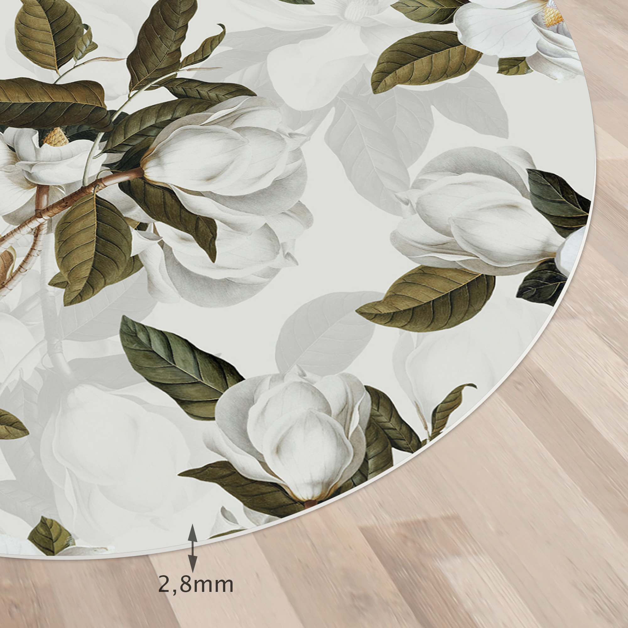 Set de 4 individuales de vinilo CERAMIKO, Magnolias 4u-[Diam] 40 cm