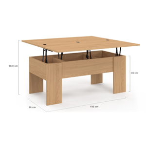 Table basse Albane avec plateau relevable et dépliant