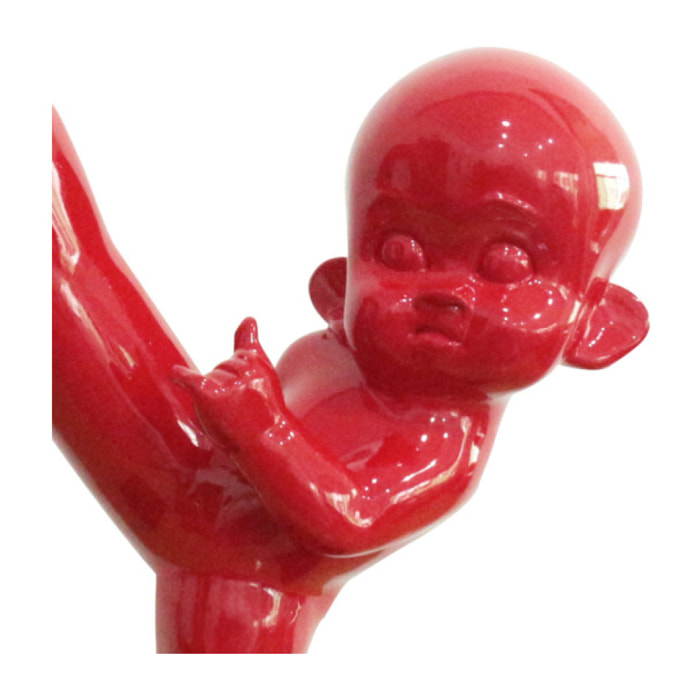 Statue bébé karaté en résine rouge H55cm - CHAN 01