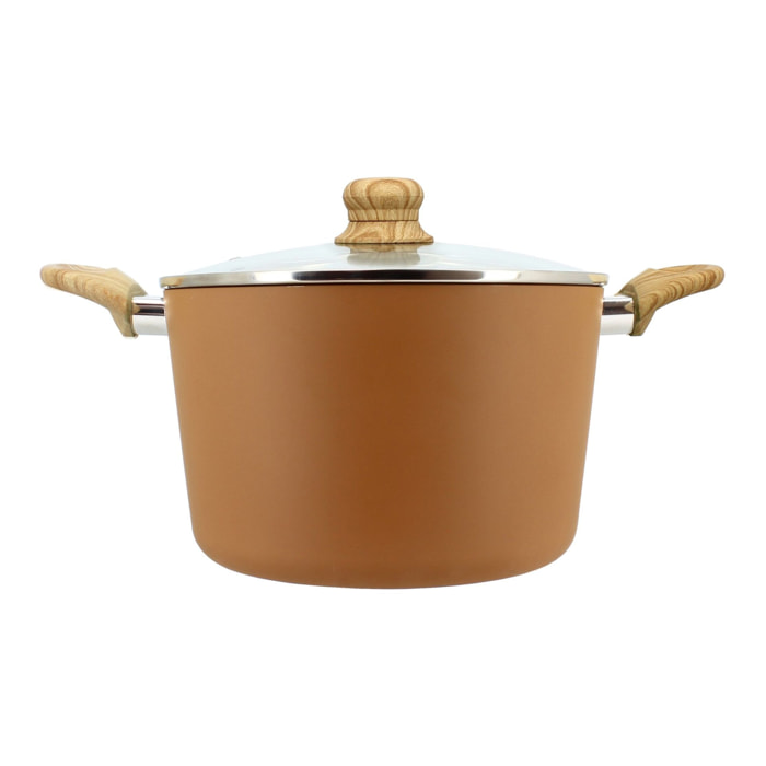 Faitout 24cm avec revêtement céramique noisette - tous feux COLORAMA