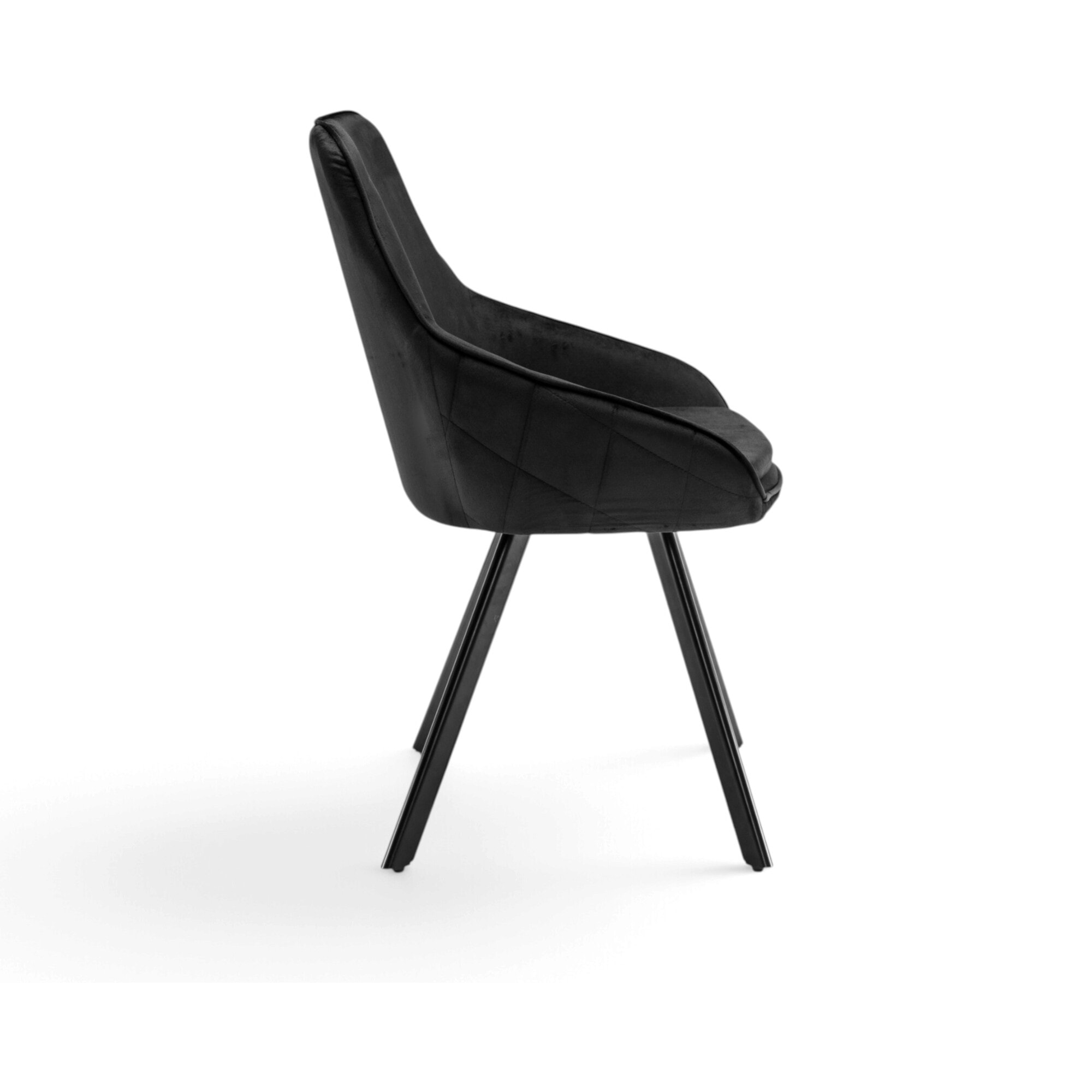 Set di 2 sedie TOLEDO in tessuto effetto velluto nero e gambe nere