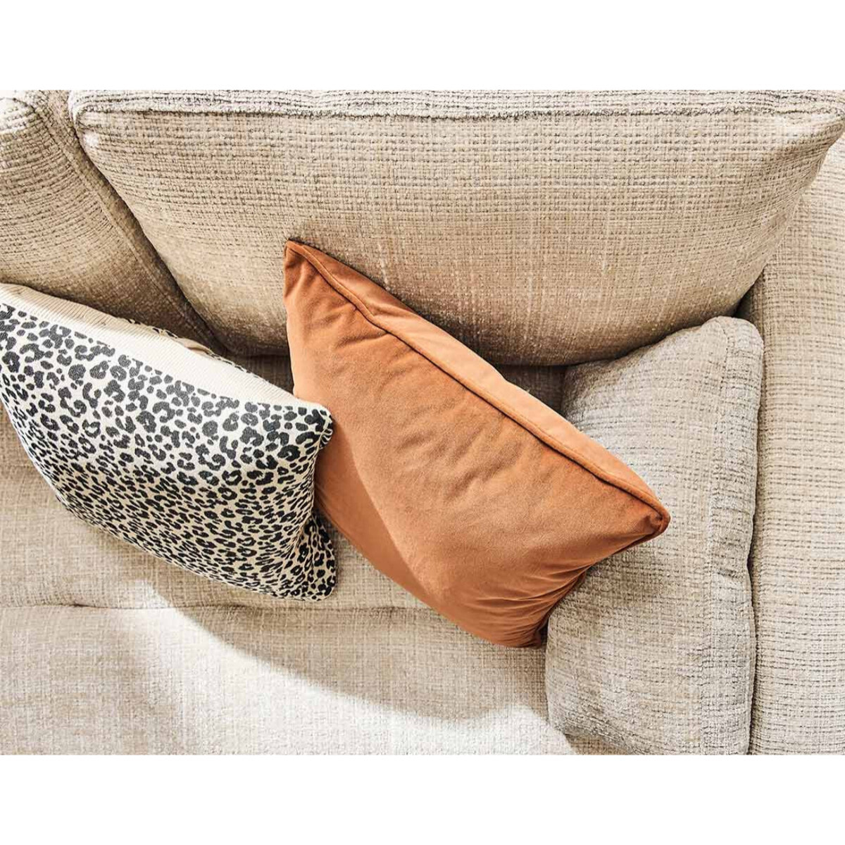 Anna - canapé droit 3 places convertible avec poche en velours texturé - Beige