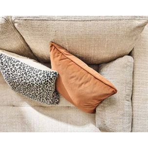 Anna - canapé droit 3 places convertible avec poche en velours texturé - Beige