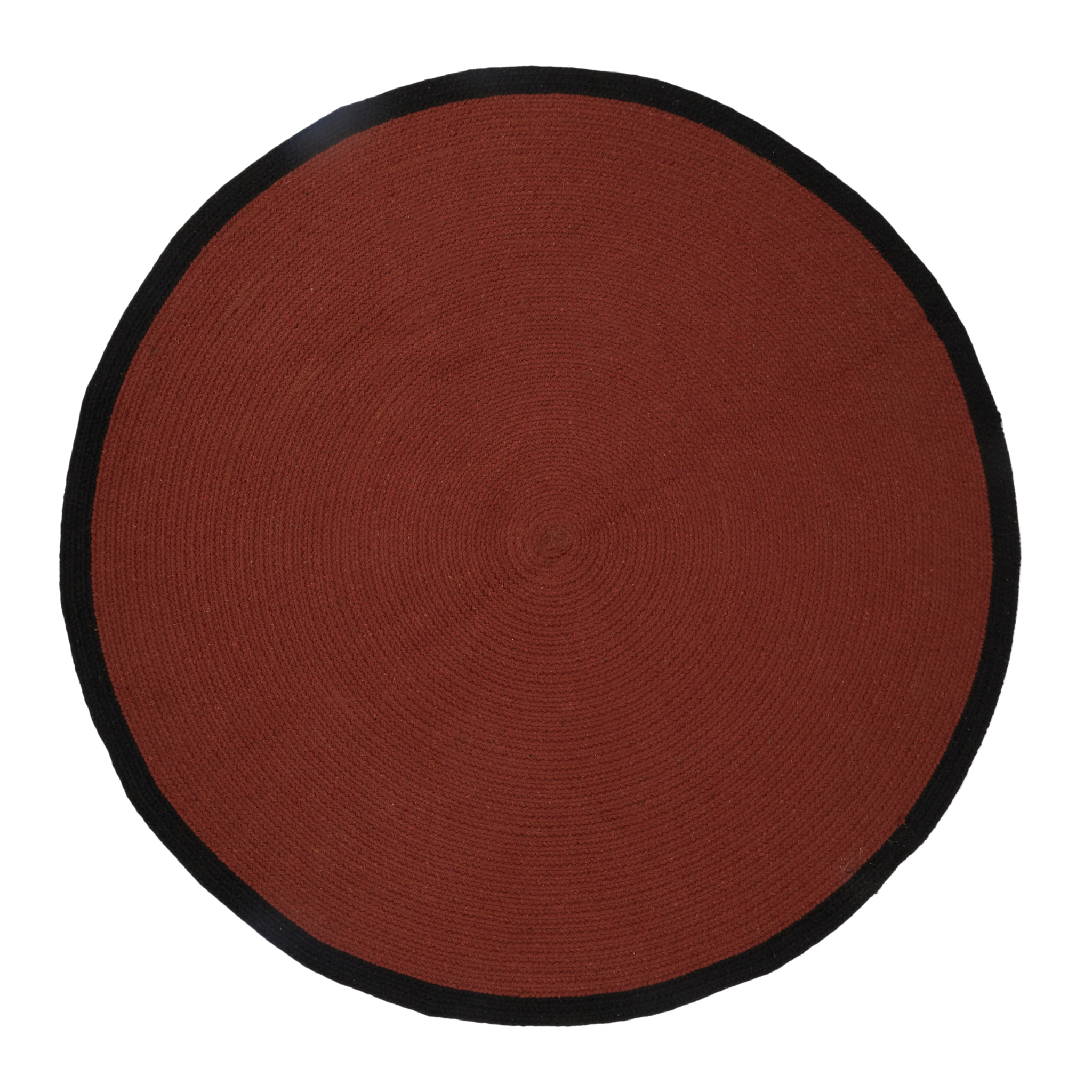 Tapis Rond Coton Terracotta Bord Noir 120cm
