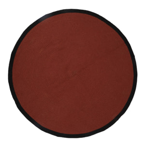 Tapis Rond Coton Terracotta Bord Noir 120cm