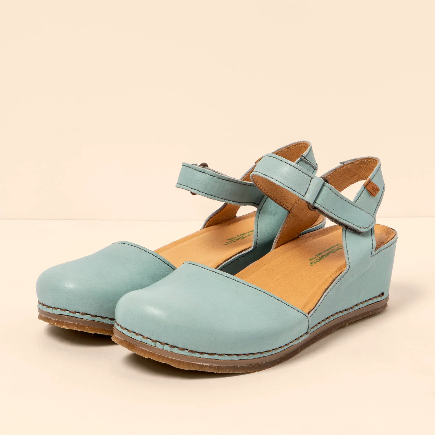 Sandalia de cuña N5850 SOFT NAPPA BLUE / PICUAL color Blue