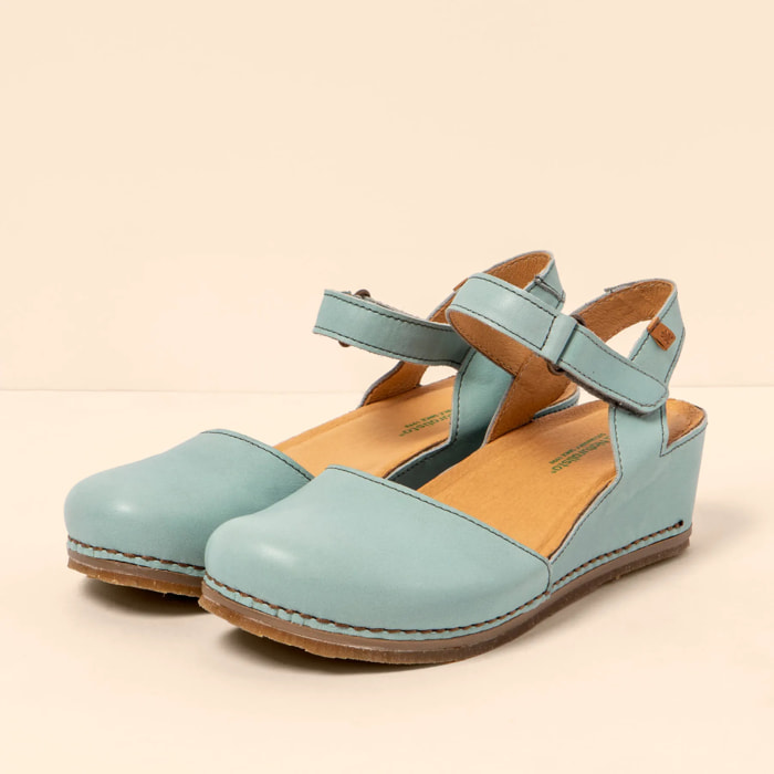 Sandalia de cuña N5850 SOFT NAPPA BLUE / PICUAL color Blue