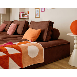 Marisol - canapé d'angle modulable 4 places - velours texturé - Terracotta