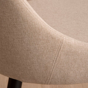 Chaise rembourrée Lauren -tapisserie et pieds métalliques-couleur beige 48 x 90 x 60 cm