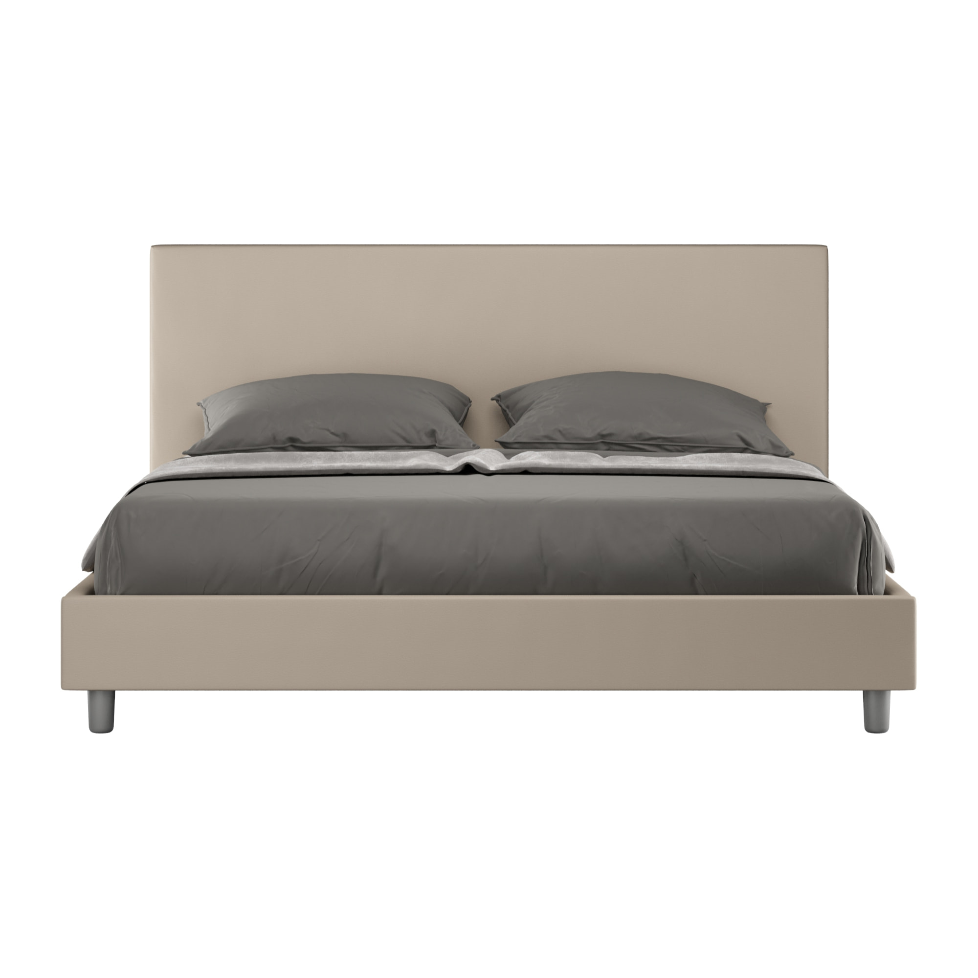 Cama sin somier acolchada 160x190 cuero sintético gris paloma Naspy