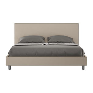 Cama sin somier acolchada 160x190 cuero sintético gris paloma Naspy