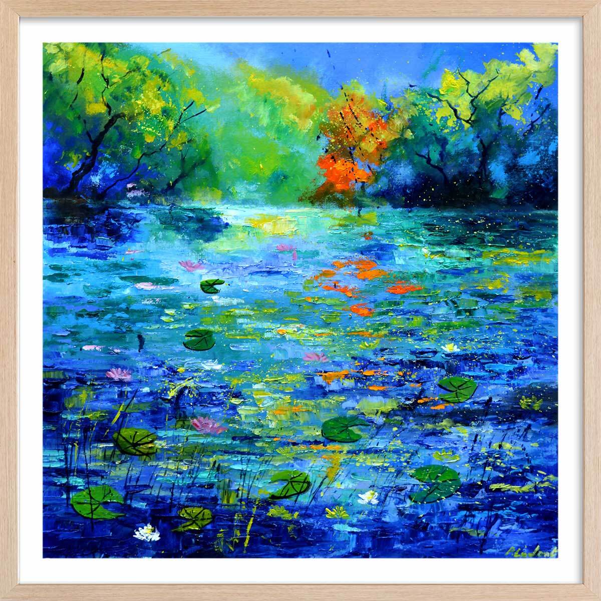 Affiche  nenuphars et nymphéas Affiche + cadre en bois - Chêne