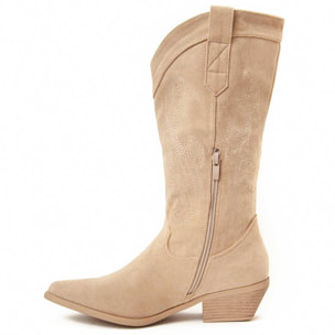 Bota de tacón - Beige - Altura: 6 cm