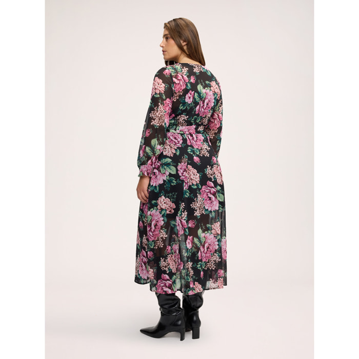Fiorella Rubino - Vestito lungo con stampa floreale - Nero