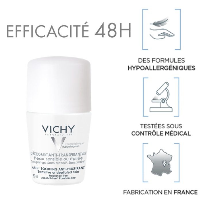 Anti-Transpirant 48H - Roll-On Déodorant Peaux Sensibles 2x50 ml