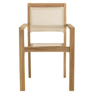 FUN - Ensemble de jardin en bois teck et textilène 10/12 personnes