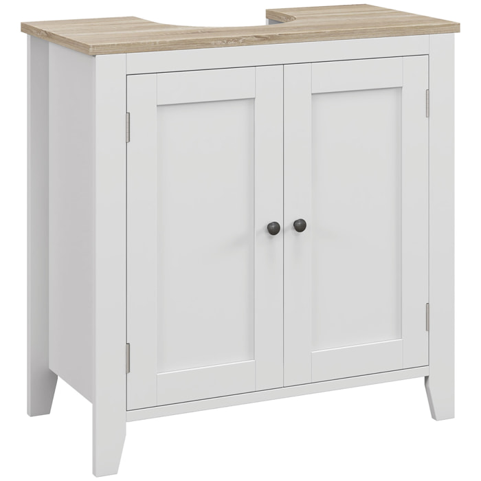 Mueble para Debajo del Lavabo Armario Lavabo con Pie Armario Bajo con 2 Puertas y Estante Ajustable Estilo Moderno 60x30x60 cm Blanco