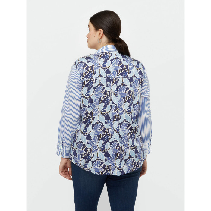 Fiorella Rubino - Camisa de rayas con espalda floral - Light - blue