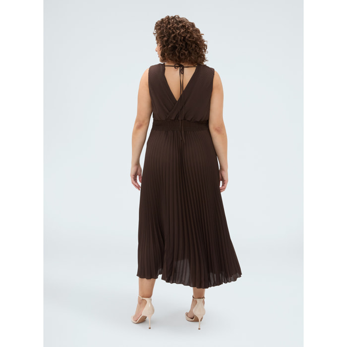 Fiorella Rubino - Vestito Dream in georgette plissé - Marrone