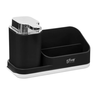 Organiseur évier avec distributeur 300ml "Néo" gris noir