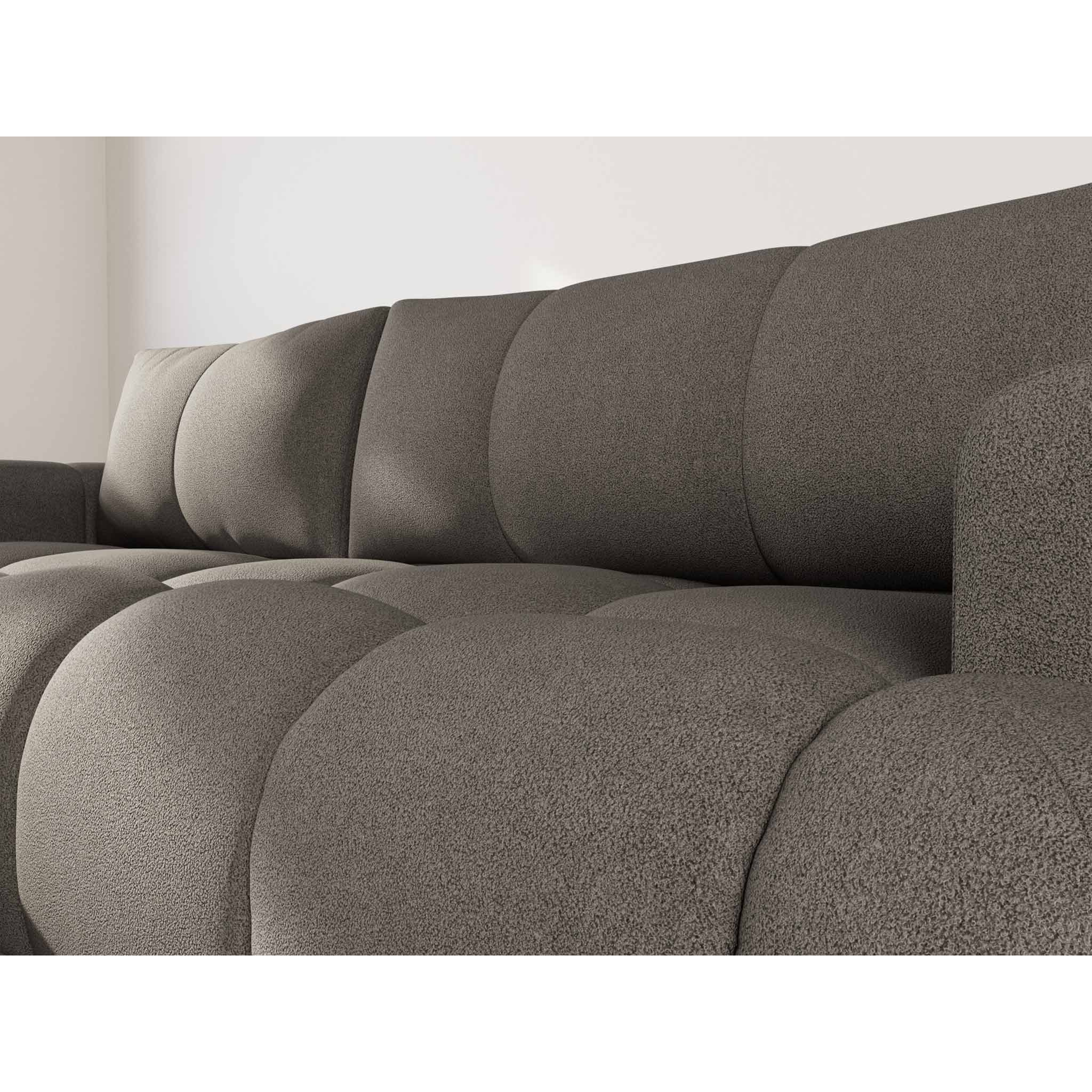 Yulin - Canapé d'angle gauche 4 places convertible avec coffre en tissu bouclette - Gris foncé