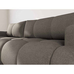 Yulin - Canapé d'angle gauche 4 places convertible avec coffre en tissu bouclette - Gris foncé