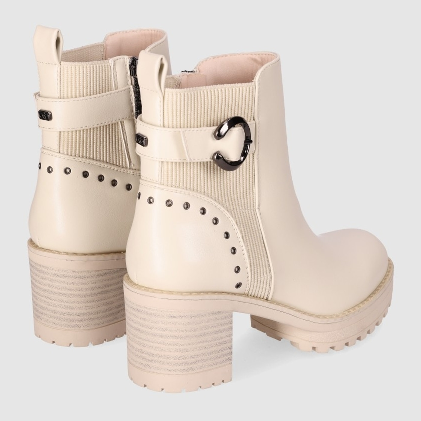 Botines - Beig - Tacón: 6 cm