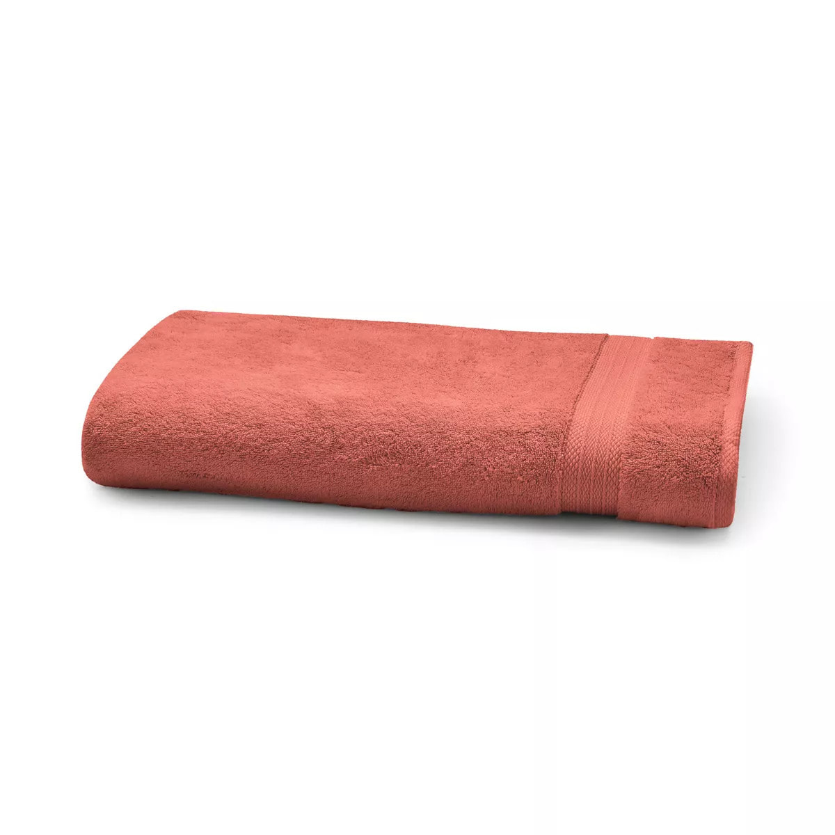 Serviette eponge pur coton 550 g/m² uni rose Elea corail-