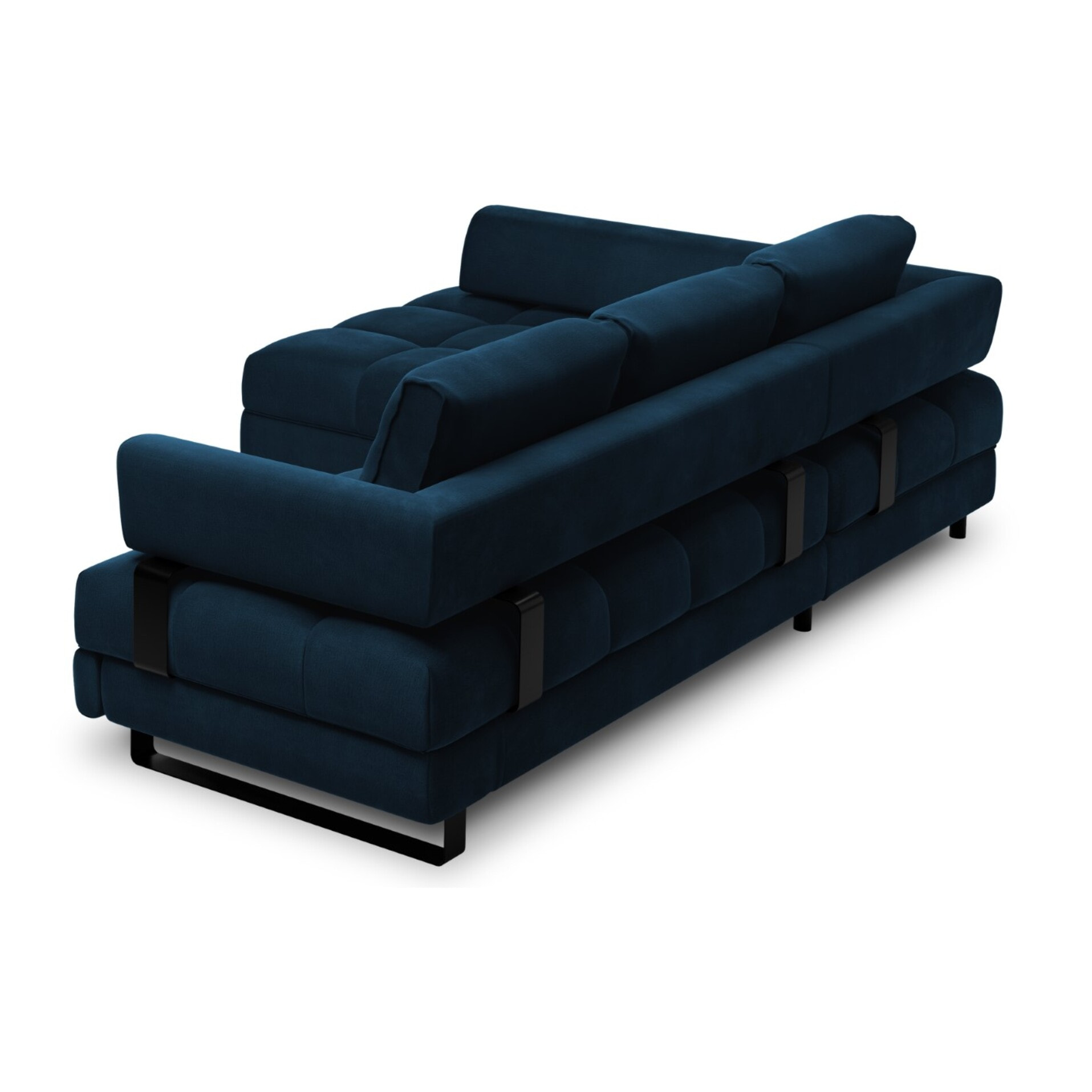 Canapé d'angle gauche convertible avec coffre de rangement "Clinton" 5 places en velours bleu roi