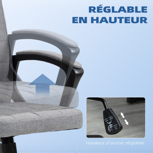 Chaise de bureau design Chesterfield effet capitonné hauteur réglable pivotant 360° tissu gris