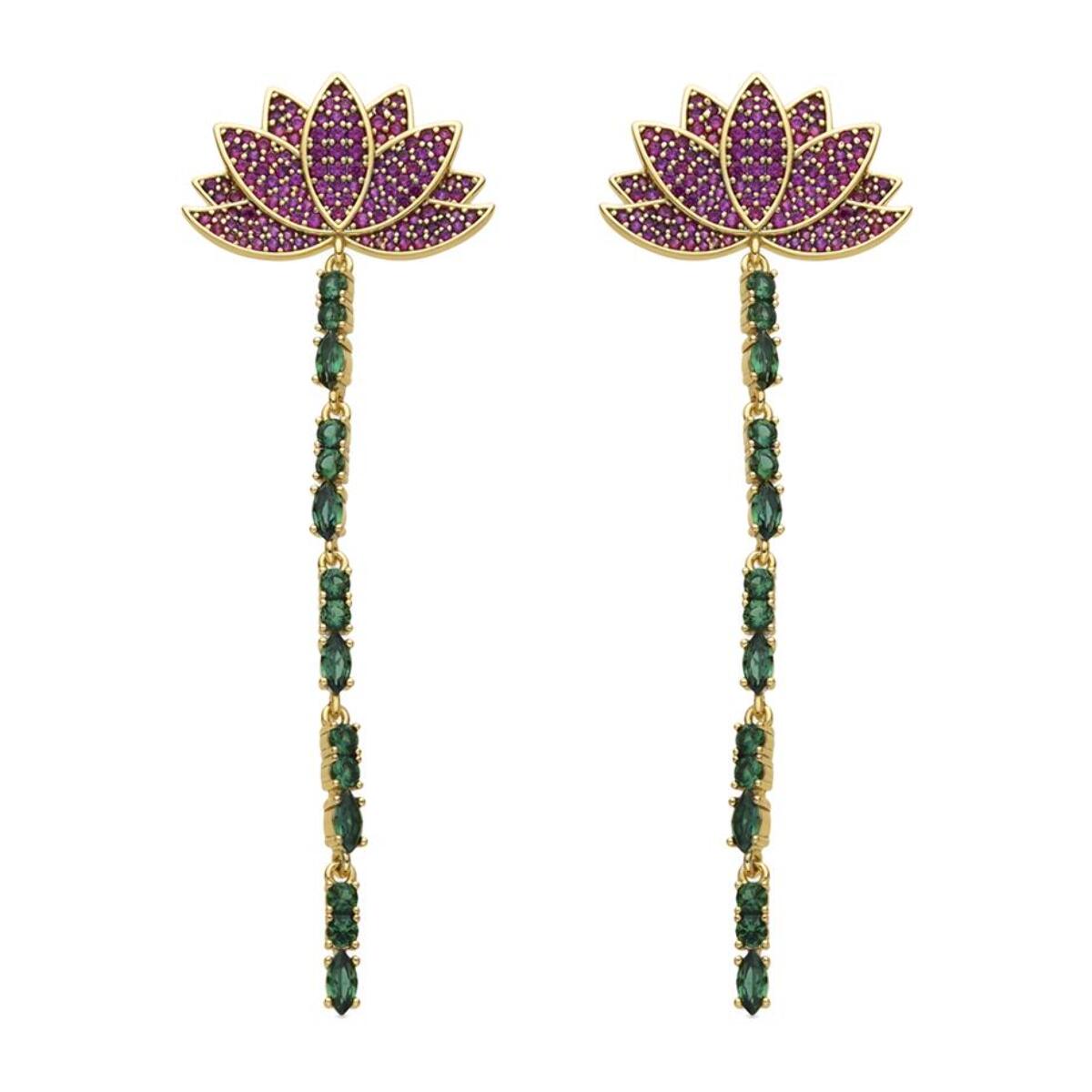 Pendientes con Circonita Multicolor acabado oro 18k