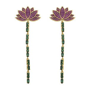 Pendientes con Circonita Multicolor acabado oro 18k