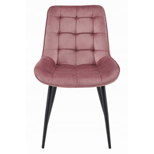 Set di 3 Sedie Bera in Velluto Rosa Antico e Metallo Nero